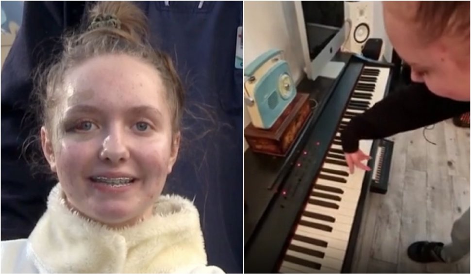 Imagini incredibile cu Alexia! | Fata cu brațele replantate a început să cânte la pian: "Câtă forţă și dorinţă de viaţă"
