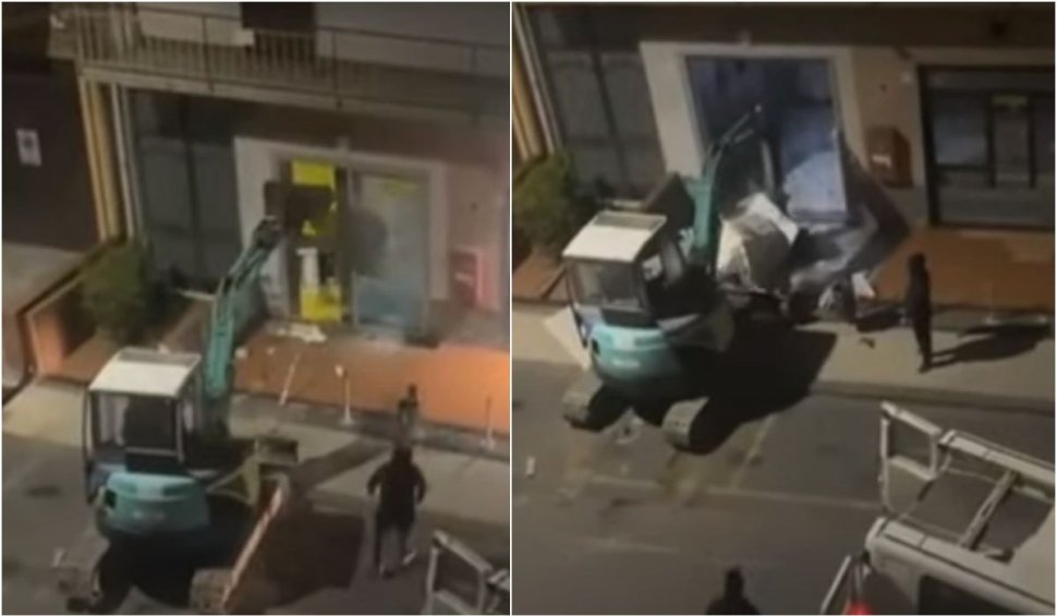 Bandă de hoţi, filmată când fură un bancomat cu un exacavator, în Italia | Imaginile au devenit virale 