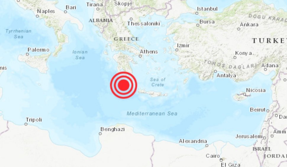 Cutremur puternic în Marea Mediterană, la sud de Grecia