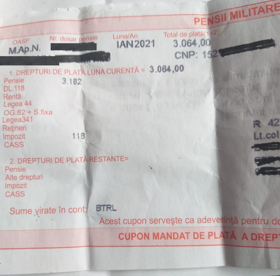 Talonul de pensie al unui colonel român: "Creșterea spectaculoasă a pensiei mele speciale în ultimii 10 ani" 823218
