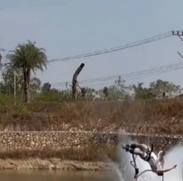 Momentul teribil în care un bărbat a căzut în gol la bungee jumping. Frânghia cu care era legat s-a rupt 824127