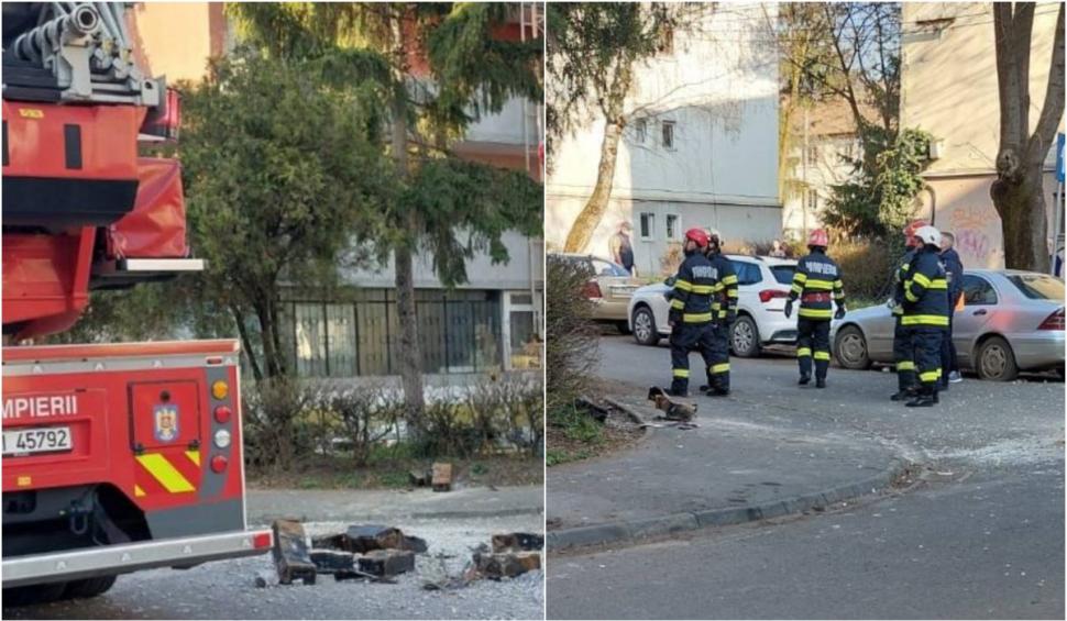 Doi muncitori au căzut cu tot cu schelă de la etajul trei, în Mureş | Sute de kilograme de materiale s-au prăbuşit în stradă 824344