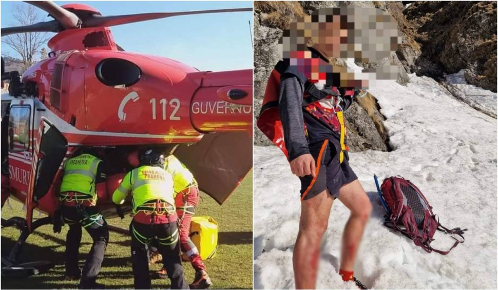 Un bărbat a fost salvat cu elicopterul după ce a stat în pantaloni scurți peste noapte, în Munții Caraiman 