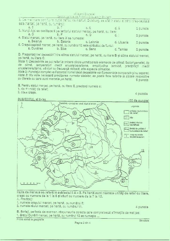 Simulare Bacalaureat 2023. Subiecte şi barem de corectare Geografie 825507
