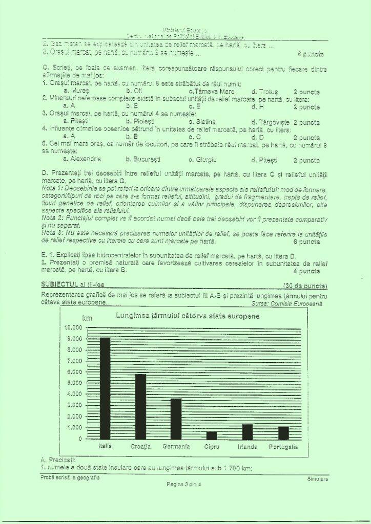 Simulare Bacalaureat 2023. Subiecte şi barem de corectare Geografie 825508