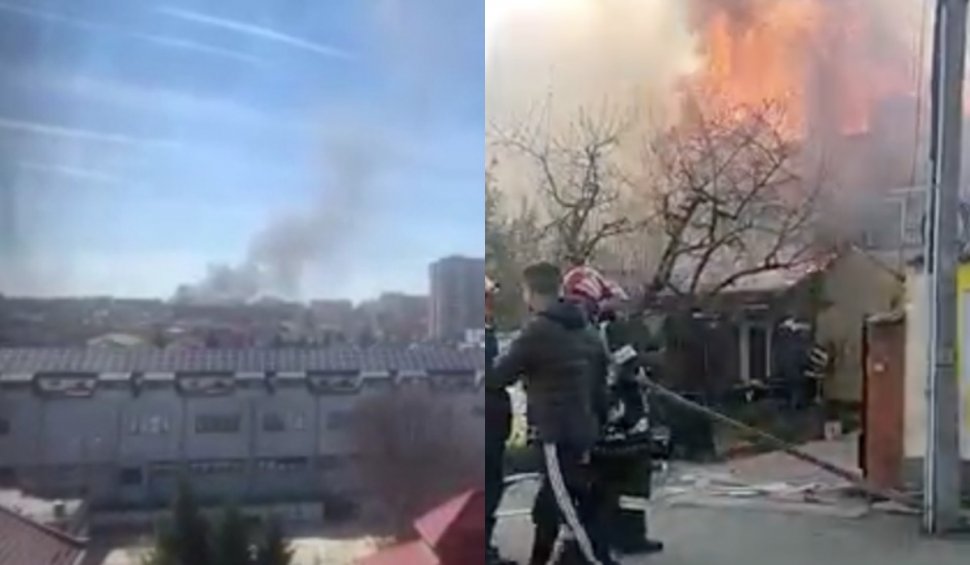 Incendiu în Bragadiru, lângă București. O vilă a luat foc, iar flăcările s-au extins la acoperișul altei case