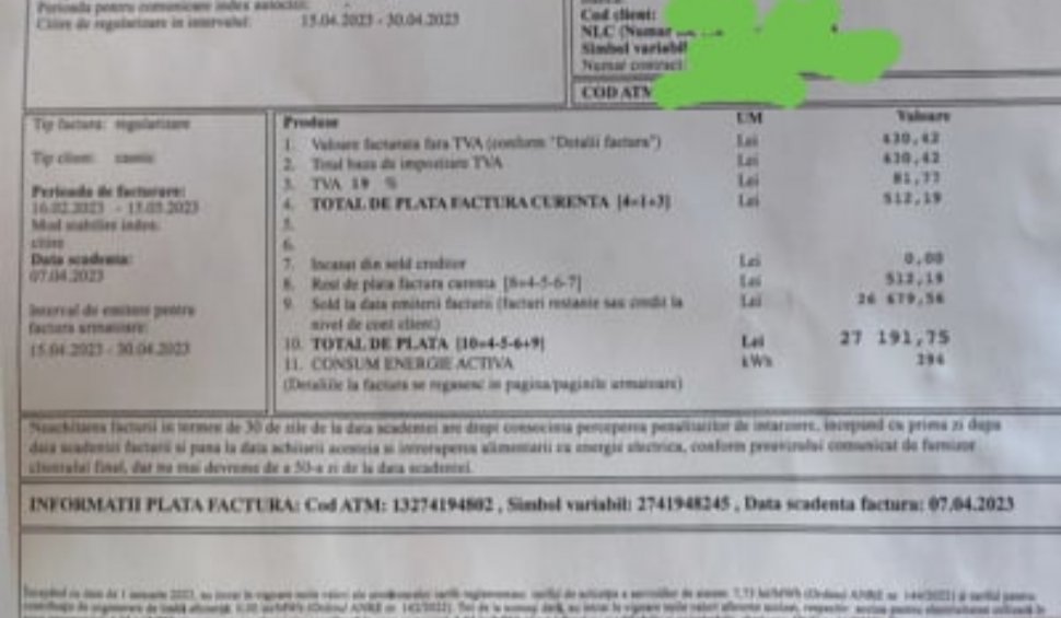 Un român s-a trezit că are de plătit 27.000 de lei pentru curent: "Mi-a emis pe tot anul o singură factură"