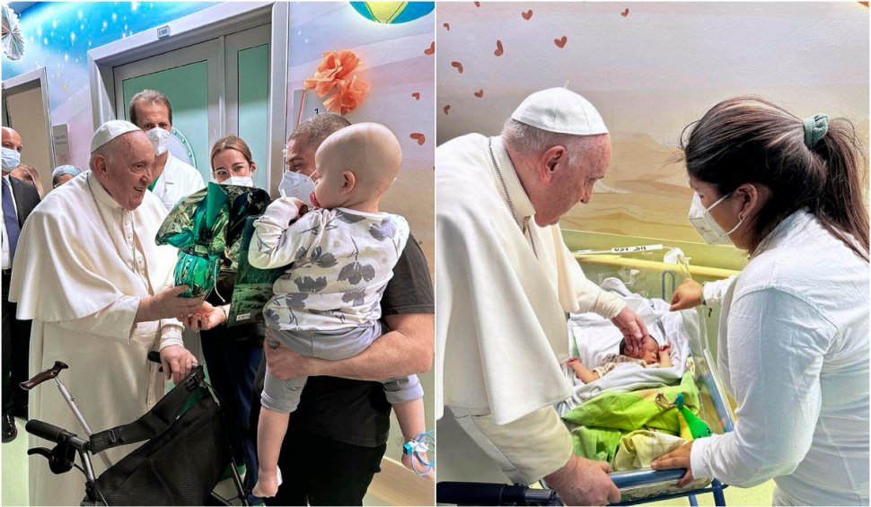 Papa Francisc a vizitat în spital copiii bolnavi de cancer și a botezat un nou născut | Va fi externat mâine
