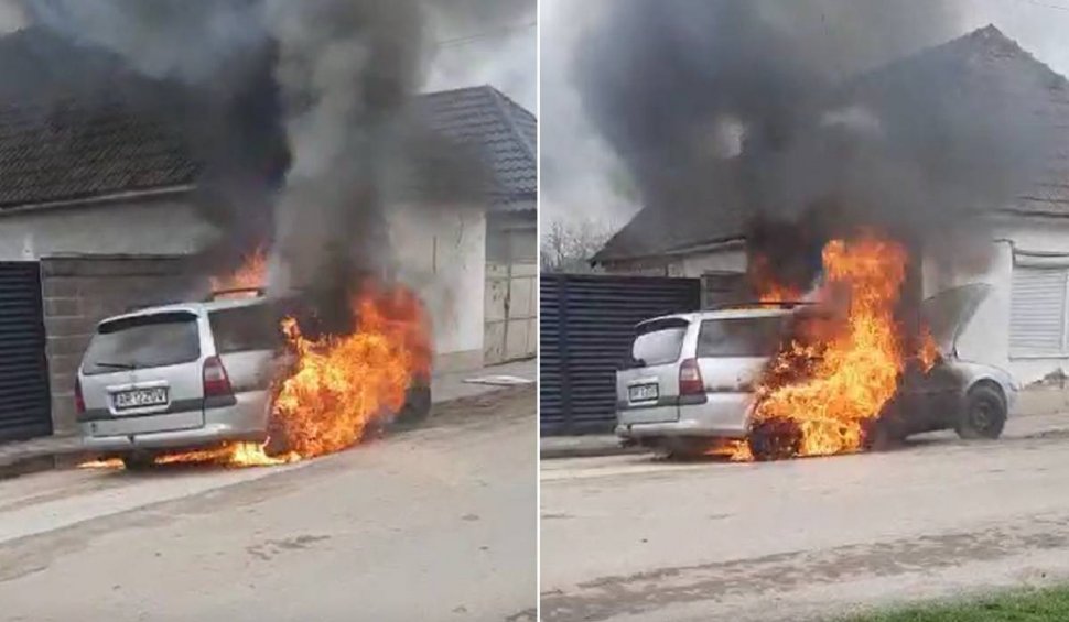 Un bărbat din Arad şi-a dat foc la maşină când a vrut să scoată benzina din rezervor cu o bormaşină