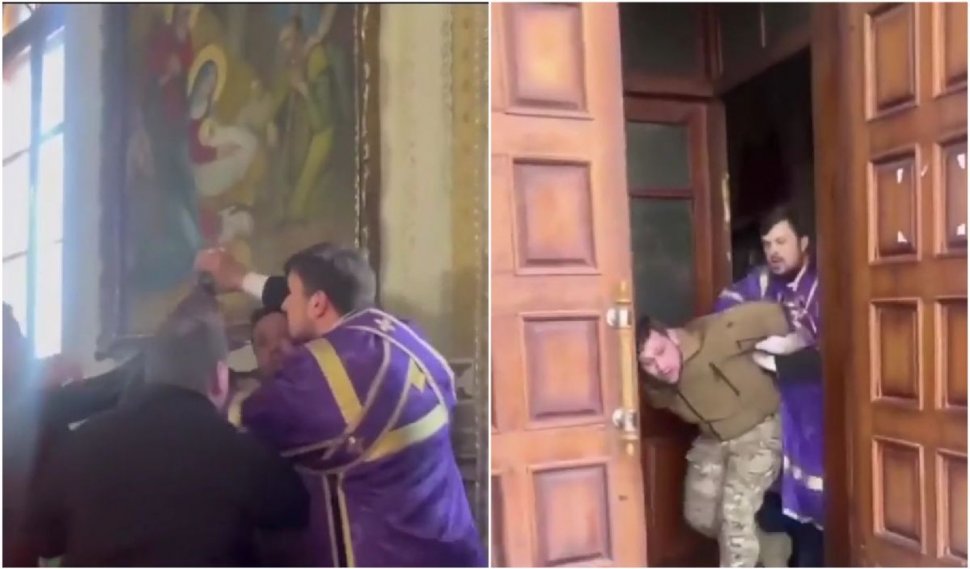Soldat ucrainean, bătut de preot și de credincioși, în biserică. Bărbatul a făcut comoție cerebrală în urma loviturilor