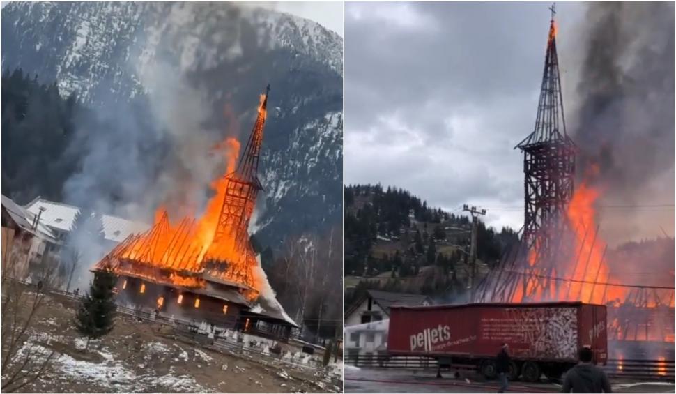 Incendiu la biserica de lemn din Borșa, chiar în ziua de Florii | Imagini incredibile 827682