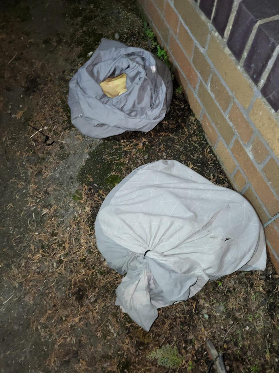 O femeie a sunat la Poliţie, după ce a găsit pe marginea unui drum mai multe feţe de pernă care aveau ceva viu în ele: "Instinctul meu a știut" 828113