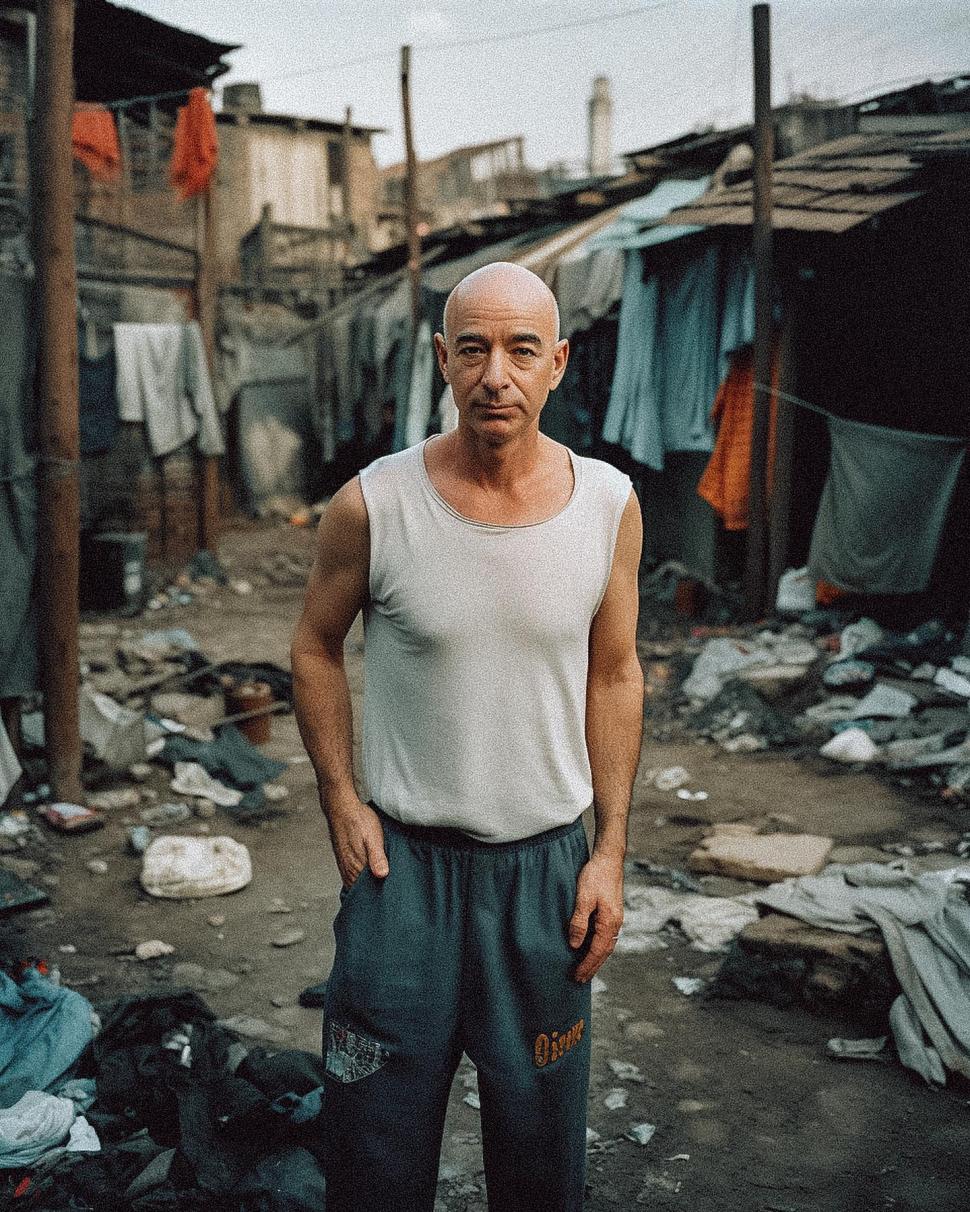 Miliardarii lumii, transformați în vagabonzi de un artist din India, cu ajutorul inteligenței artificiale 828209