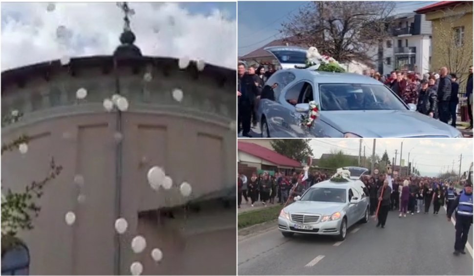 Momente emoţionante la înmormântarea copilului ucis pe trecerea de pietoni: Zeci de baloane ridicate în memoria lui Luca