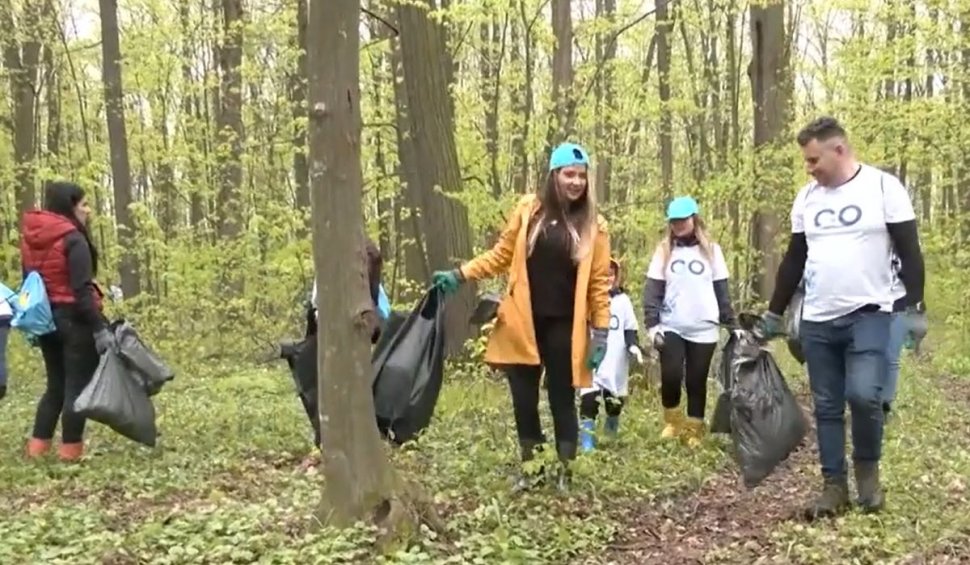 Peste 150 de saci cu deşeuri menajere au fost adunaţi din pădurea Lucianca