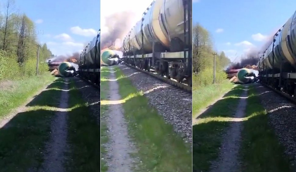 Un tren cu țiței și cherestea a fost aruncat în aer în Rusia, după bombardamentele din Briansk și din Crimeea