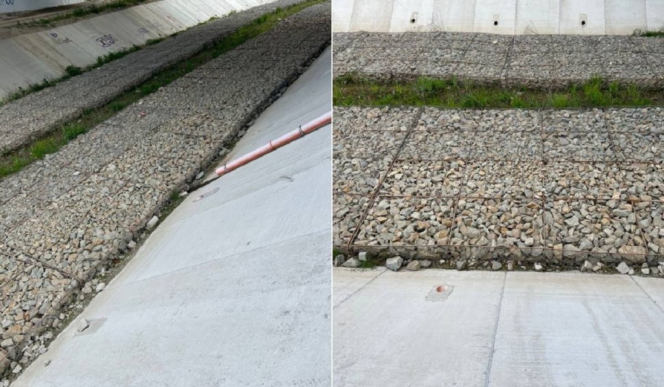 Pericol pe Drumul Expres Craiova-Pitești! Hoții au furat plasele care susțin pietrele din gabioanele montate în zona podurilor