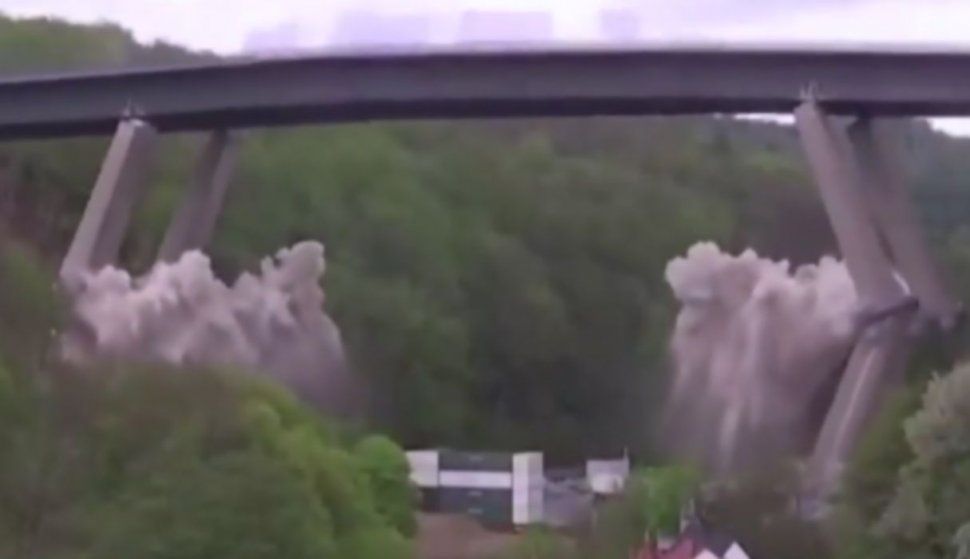 Pod lung de aproape jumătate de kilometru, aruncat în aer. Demolare cu peste 100 de kilograme de explozibil în Germania