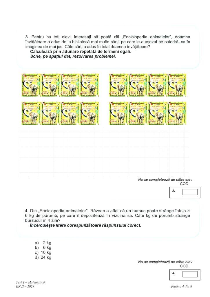 Subiectele la matematică pentru Evaluare Naţională 2023, clasa a II-a, au fost publicate 833282