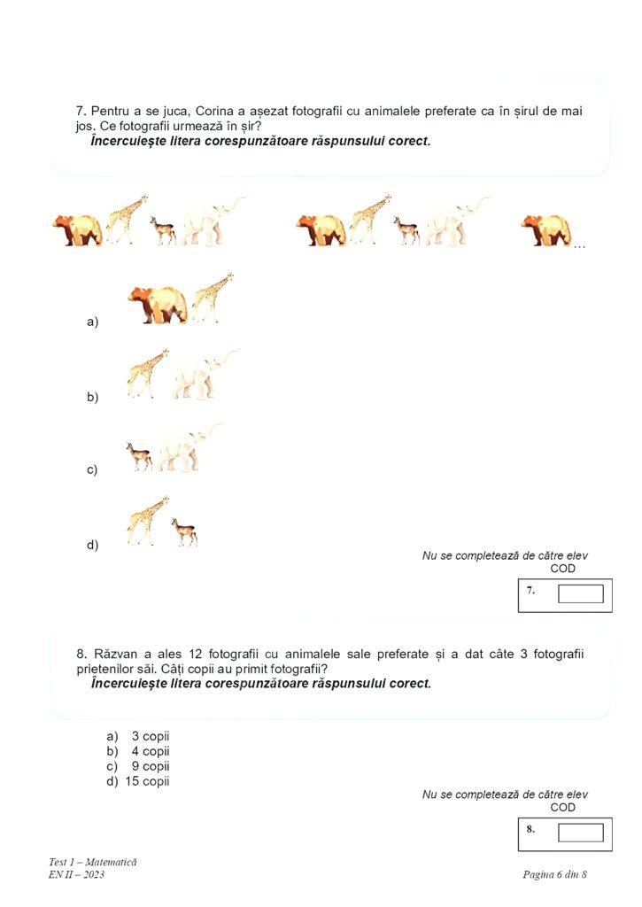 Subiectele la matematică pentru Evaluare Naţională 2023, clasa a II-a, au fost publicate 833284