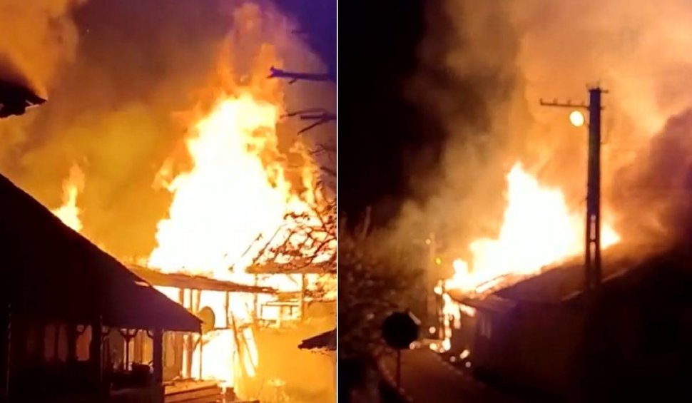Incendiu puternic în Prahova. O casă, un atelier de mobilă și mai multe anexe au fost făcute scrum