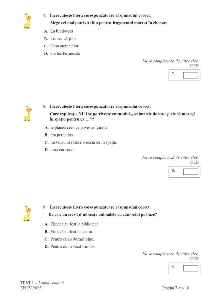 Subiectele la limba română pentru Evaluare Naţională 2023, clasa a IV-a, au fost publicate 834208