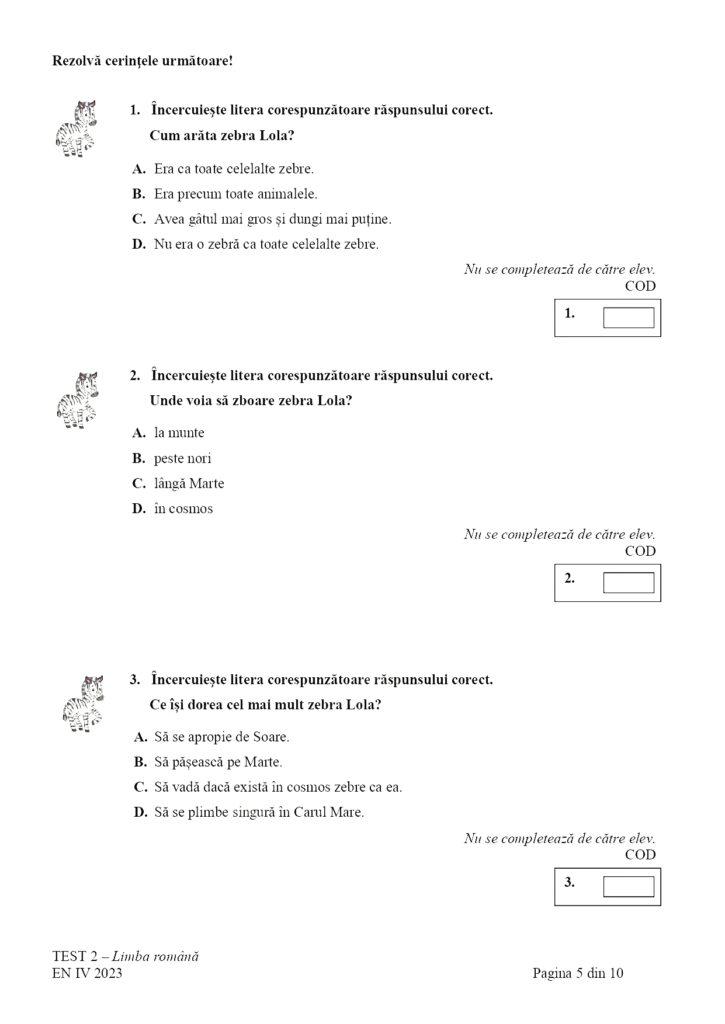 Subiectele la limba română pentru Evaluare Naţională 2023, clasa a IV-a, au fost publicate 834217