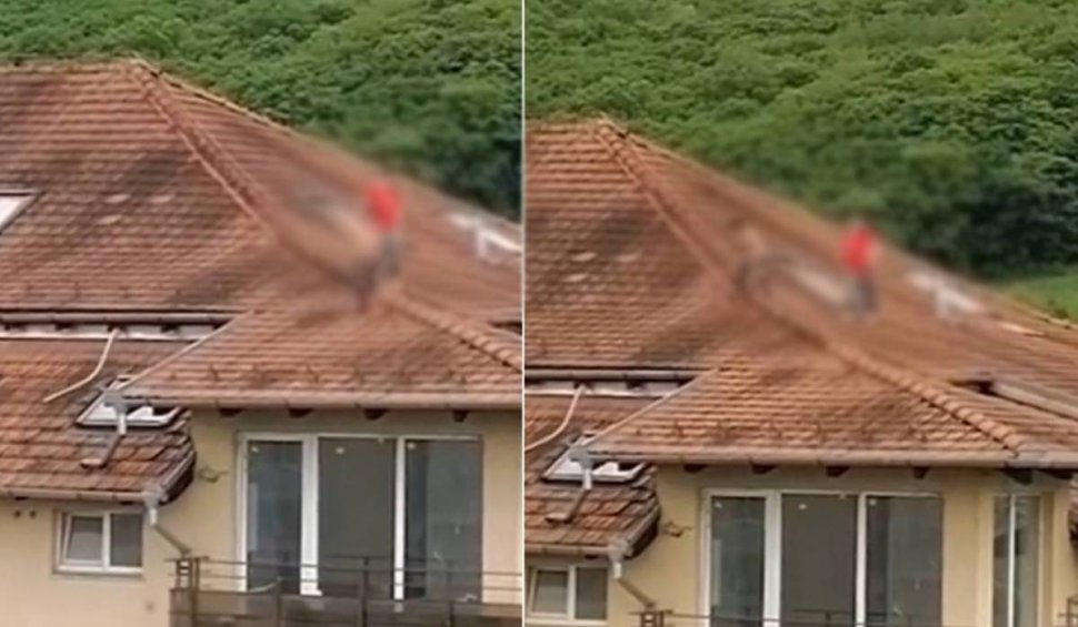 Imagini greu de privit! Doi copii au fost filmați în timp ce se jucau pe acoperișul unui bloc cu patru etaje, în Cluj