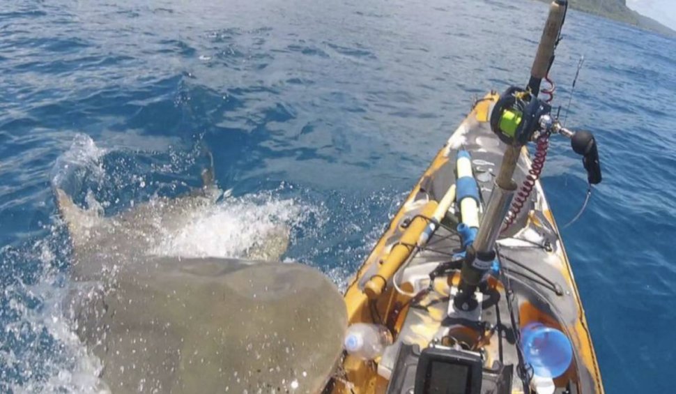 Momentul terifiant în care un pescar a fost atacat de un rechin de șapte metri: "A fost un noroc incredibil de mare"