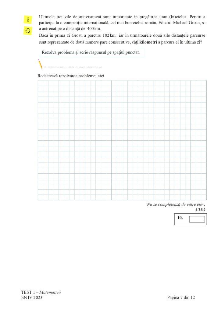 Subiectele la Matematică pentru Evaluare Naţională 2023, clasa a IV-a, au fost publicate 834541