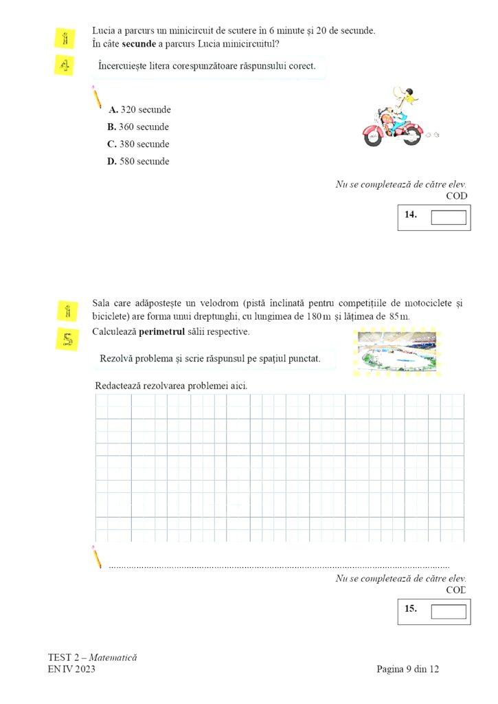 Subiectele la Matematică pentru Evaluare Naţională 2023, clasa a IV-a, au fost publicate 834545