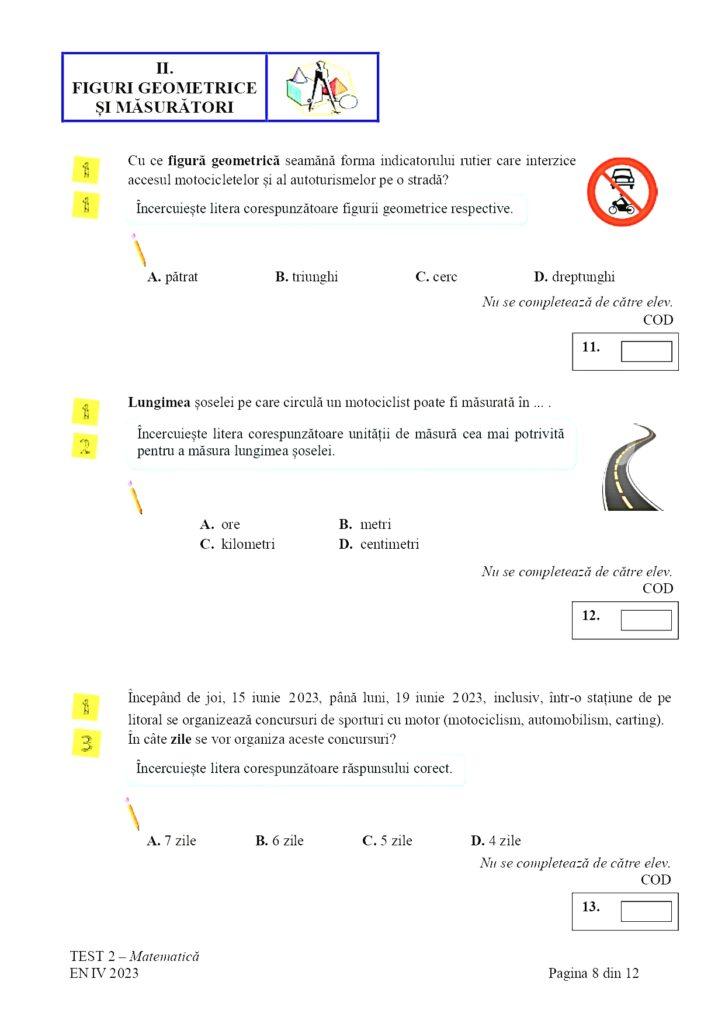 Subiectele la Matematică pentru Evaluare Naţională 2023, clasa a IV-a, au fost publicate 834546