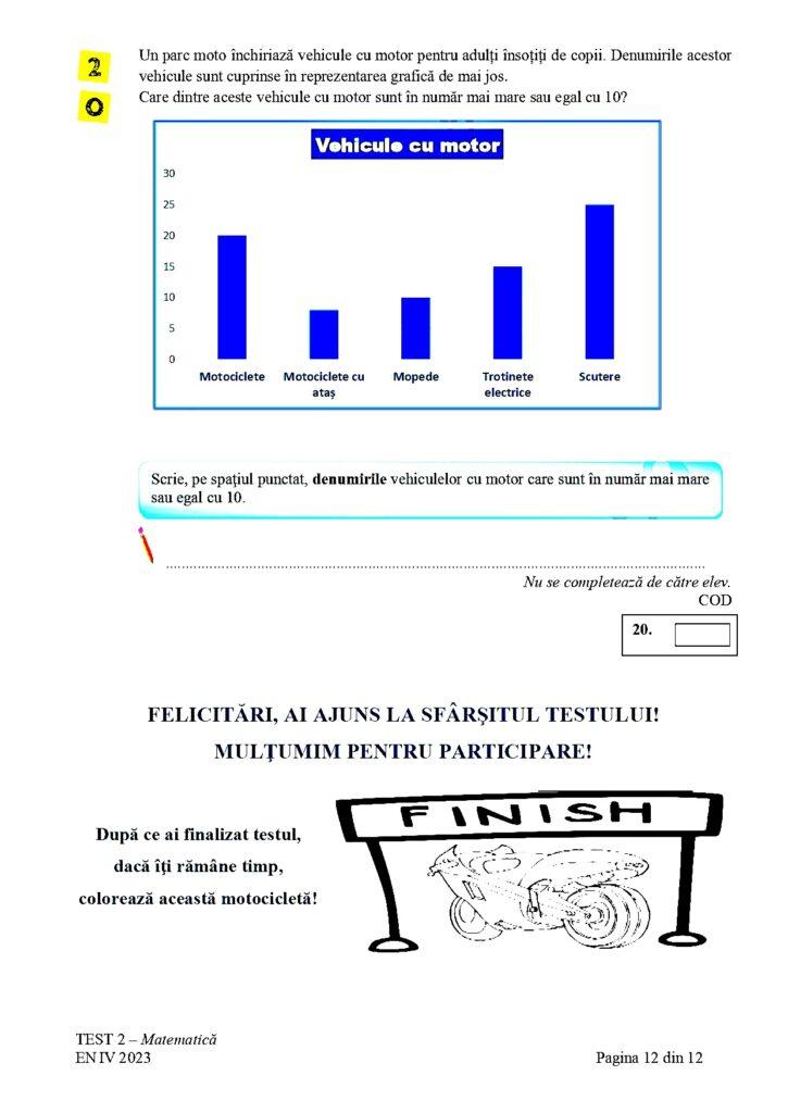 Subiectele la Matematică pentru Evaluare Naţională 2023, clasa a IV-a, au fost publicate 834551