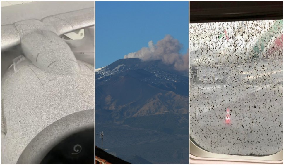 Imagini cu avioanele din Catania acoperite de cenuşă, dupa erupţia vulcanului Etna | Zborurile au fost anulate