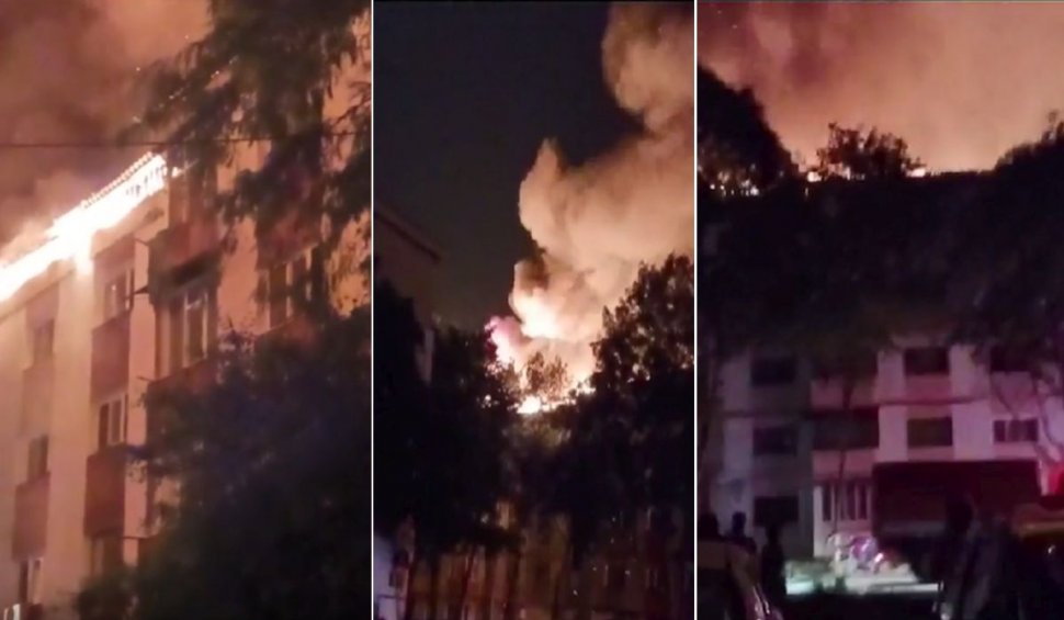Un bloc a fost cuprins de flăcări, azi noapte, în Bârlad. Sute de persoane au fost afectate