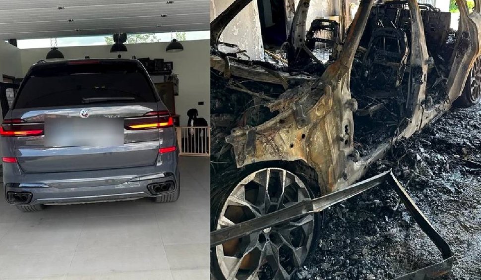 Mașină de 135.000 de euro, mistuită de un incendiu izbucnit în garaj. Proprietarul, salvat de câinele său, care a pierit printre flăcări