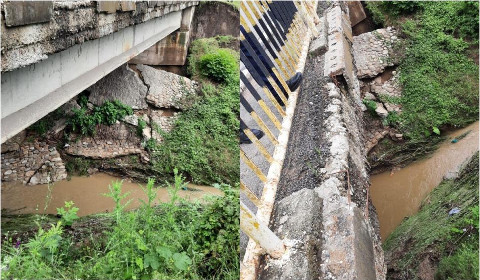 Restricții de viteză pe un pod care pare că se dărâmă, în Gorj. Specialiștii susțin că structura nu este afectată 840906
