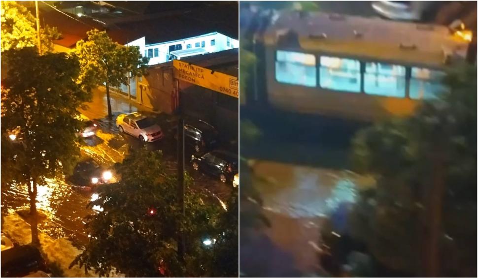 Străzi inundate în București, în urma codului galben de ploi și vijelii. Mașinile abia pot circula. "Ne plimbăm cu barca prin cartier" 840934