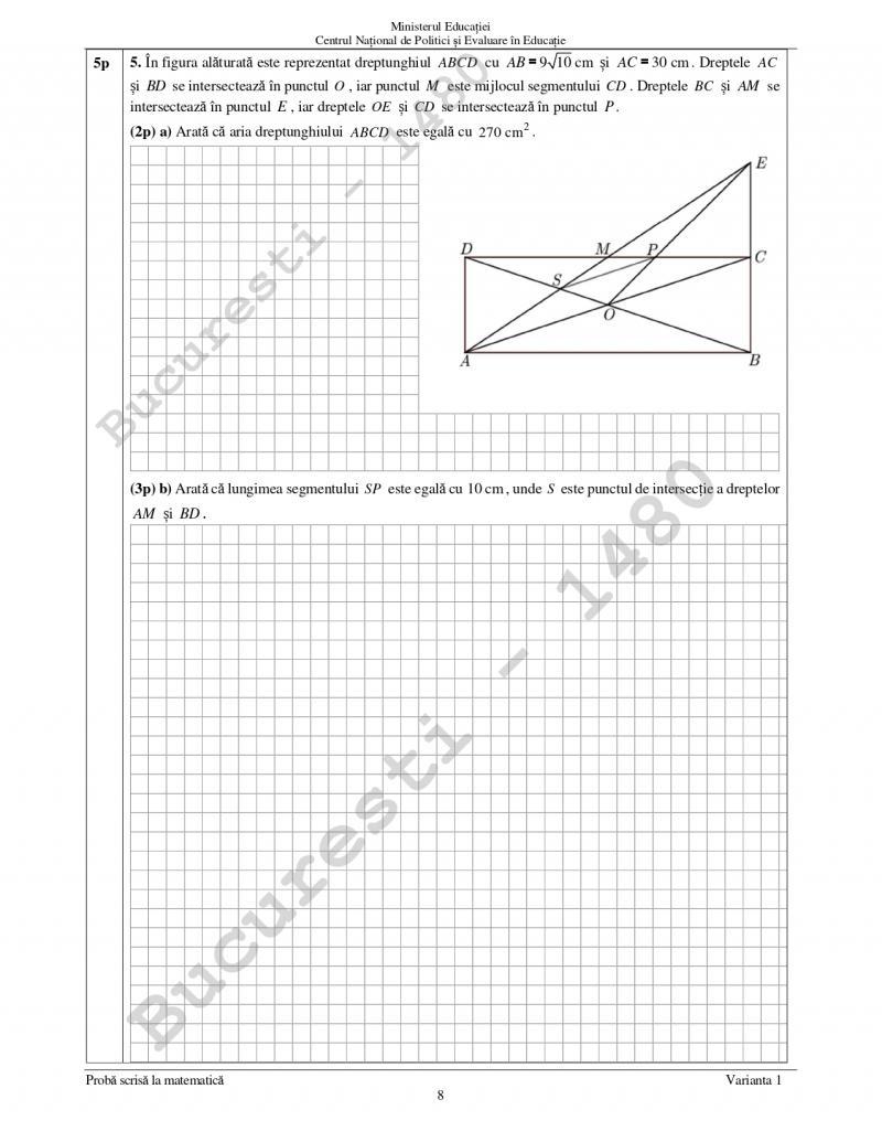 Subiectele la Matematică pentru Evaluare Naţională 2023, clasa a VIII-a, au fost publicate 841610