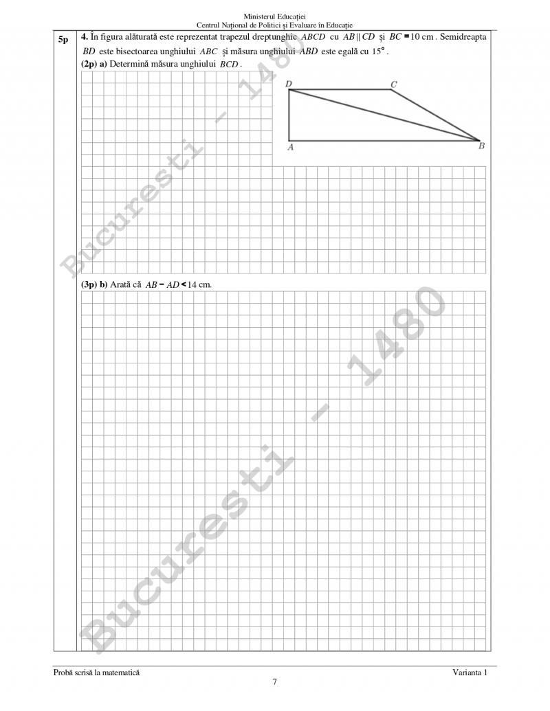 Subiectele la Matematică pentru Evaluare Naţională 2023, clasa a VIII-a, au fost publicate 841611