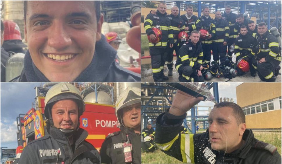 "Priviți-le chipurile. Merită tot respectul!": Ei sunt pompierii care au intervenit la incendiul de la rafinăria Petromidia
