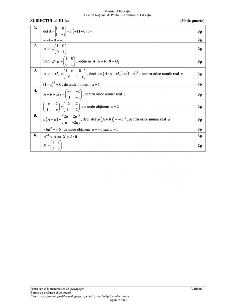 Baremul de corectare pentru proba la Matematică de la Bacalaureat 2023, publicat oficial 842970
