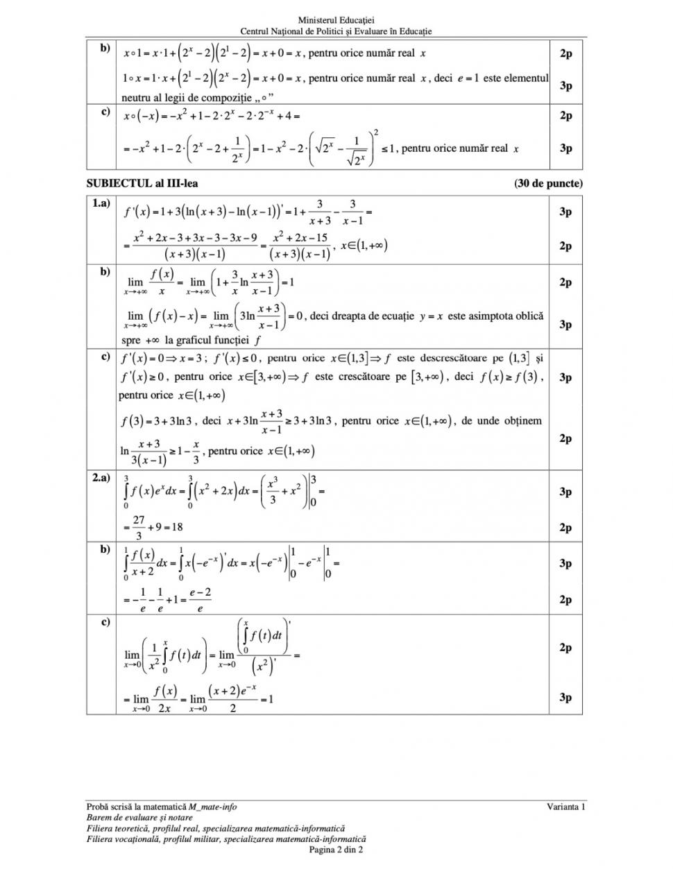 Baremul de corectare pentru proba la Matematică de la Bacalaureat 2023, publicat oficial 842972