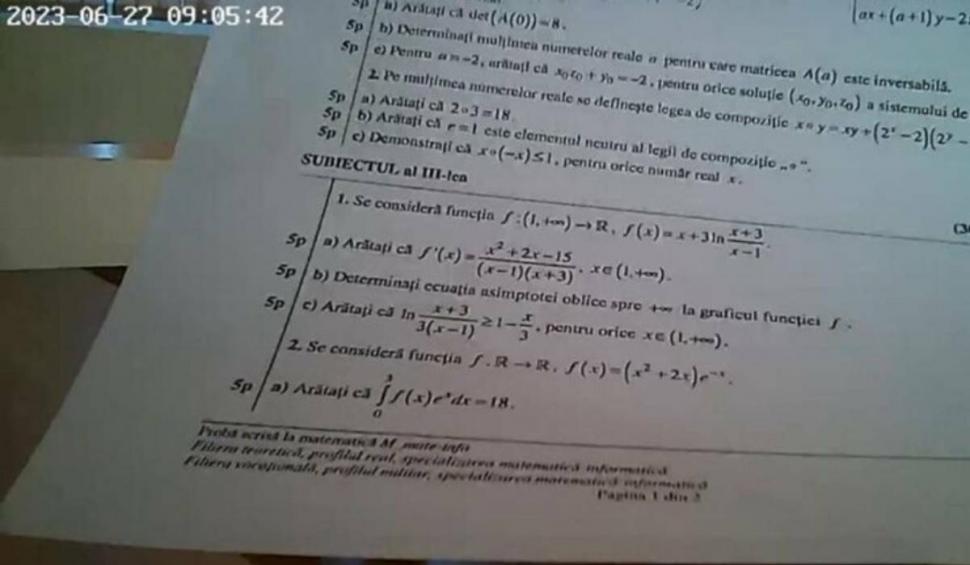 "Nu poate să facă poze subiectelor? Rezolvăm împreună, nu-i problemă". Cum au fost făcute publice subiectele la Matematică, la scurt timp după începerea examenului de Bacalaureat 2023 842890