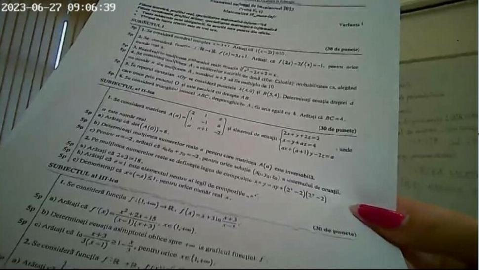 "Nu poate să facă poze subiectelor? Rezolvăm împreună, nu-i problemă". Cum au fost făcute publice subiectele la Matematică, la scurt timp după începerea examenului de Bacalaureat 2023 842895