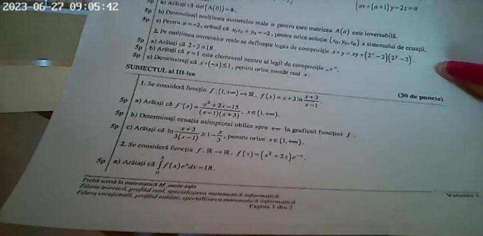 Subiectele la Matematică de la Bacalaureat 2023 au fost publicate 842856
