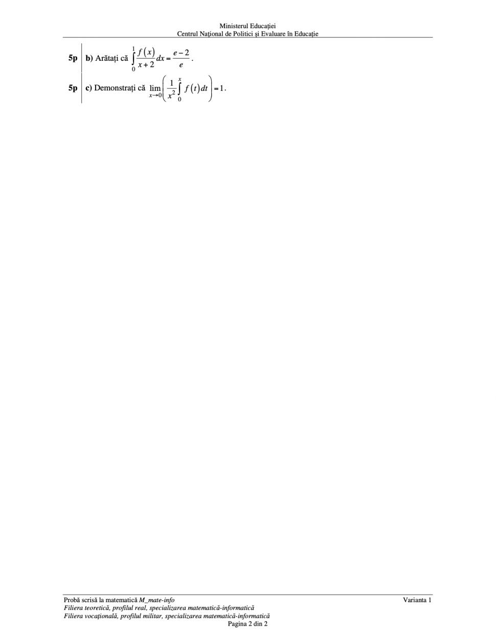 Subiectele la Matematică de la Bacalaureat 2023, profil mate-info, au fost publicate 842989