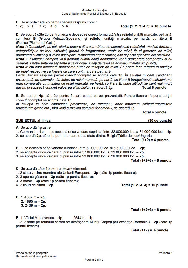 Baremul de corectare pentru proba la Geografie de la Bacalaureat 2023, publicat oficial 843244