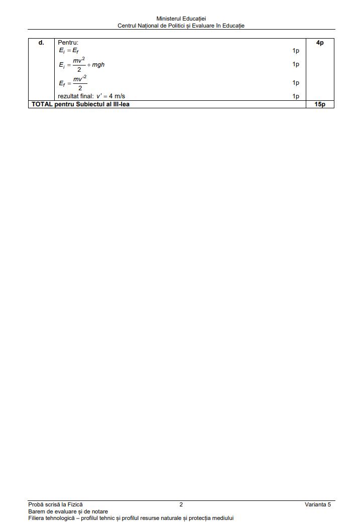Baremul de corectare pentru proba la Fizică de la Bacalaureat 2023, publicat oficial 843226