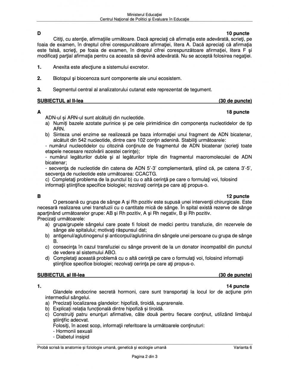 Subiectele la Biologie de la Bacalaureat 2023 au fost publicate 843233